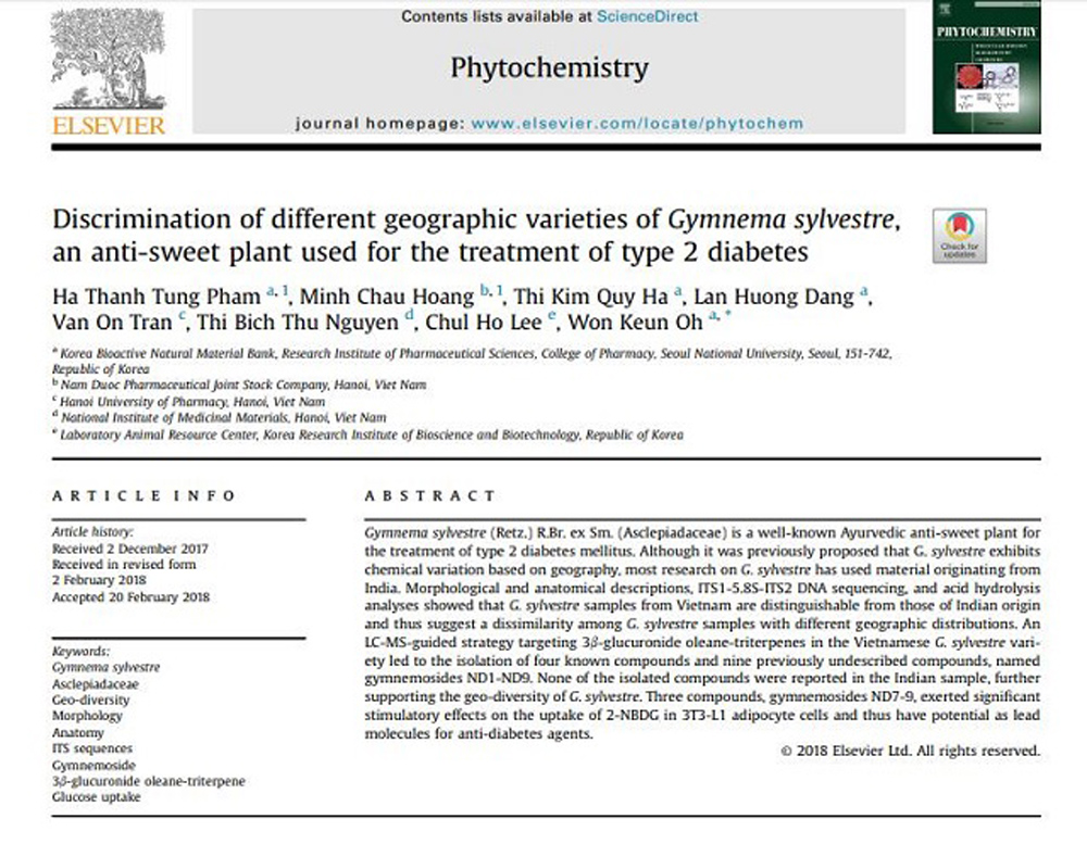 Tạp chí Phytochemistry công bố tìm ra 9 chất mới trên dây thìa canh Việt Nam