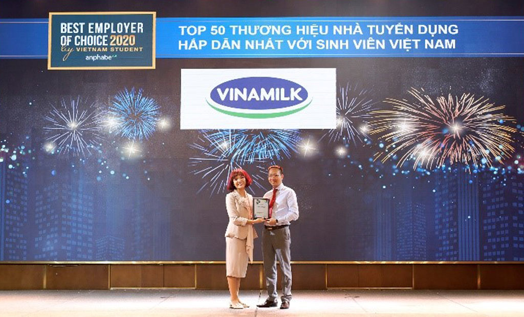 Vinamilk được bình chọn là một trong 50 thương hiệu nhà tuyển dụng hấp dẫn nhất đối với sinh viên Việt Nam 2020