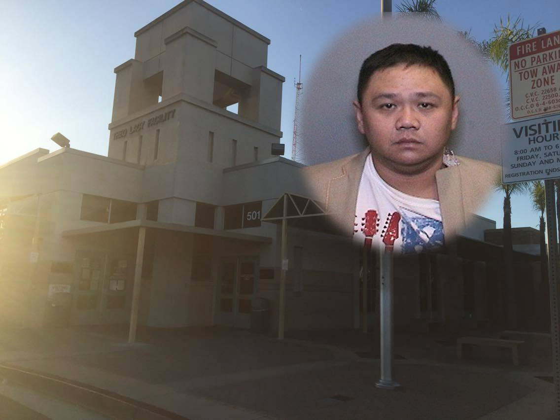 Nhà tù trung ương của quận Cam (Orange County Jail, bang California, Mỹ), nơi Minh Béo đang bị giam giữ - Ảnh: Hà Thanh Phúc - Ảnh nhỏ chụp màn hình ocregister.com