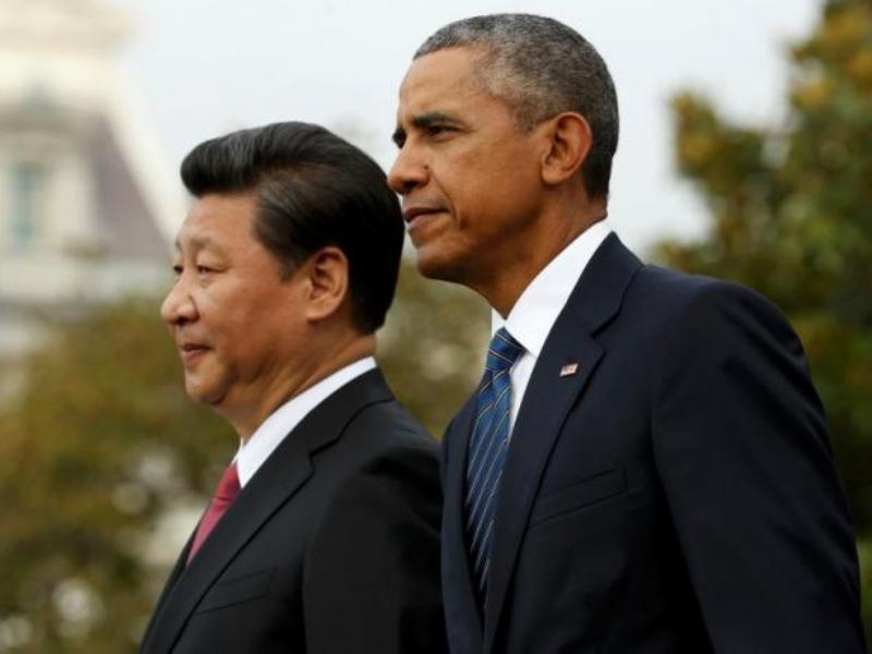 Tổng thống Mỹ Barack Obama tiếp đón Chủ tịch Trung Quốc Tập Cận Bình tại Nhà Trắng hồi năm 2015 - Ảnh: Reuters