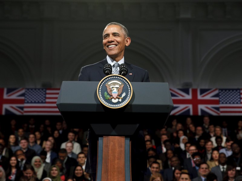 Tổng thống Mỹ Barack Obama phát biểu tại thủ đô London - Ảnh: Reuters