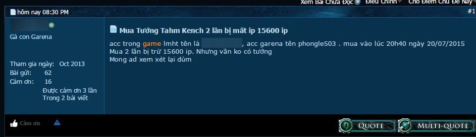 LMHT: Tahm Kench dính lỗi tại máy chủ Việt Nam