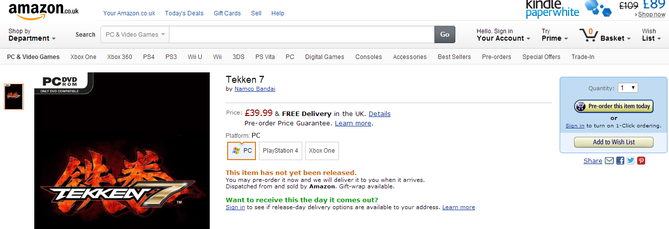 Tekken 7 sẽ có phiên bản PC?