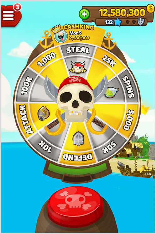 Pirate Kings giao diện quay số
