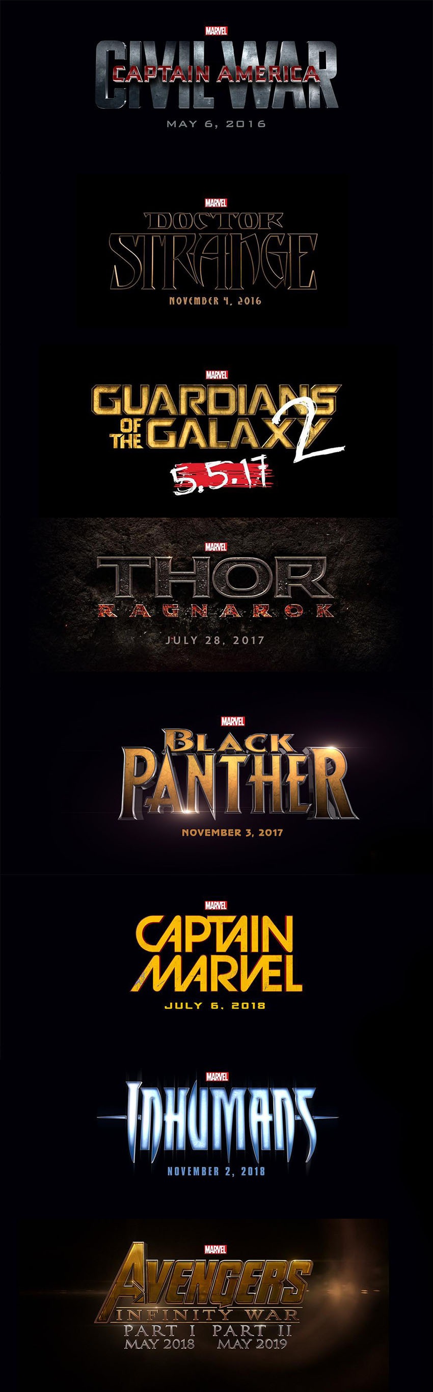 Lịch phát hành phim Marvel từ 2015 đến 2019
