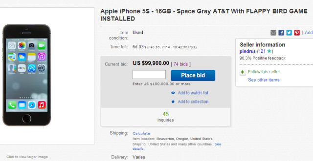 iPhone chứa game Flappy bird có giá gần… 100.000 USD?