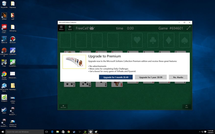 Microsoft ‘tận thu’ với game bài Solitaire trong Windows 10
