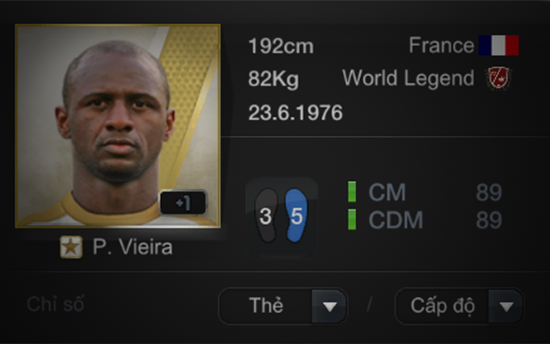 FIFA Online 3: Vì sao Patrick Vieira cực 'hot' trên thị trường chuyển nhượng?