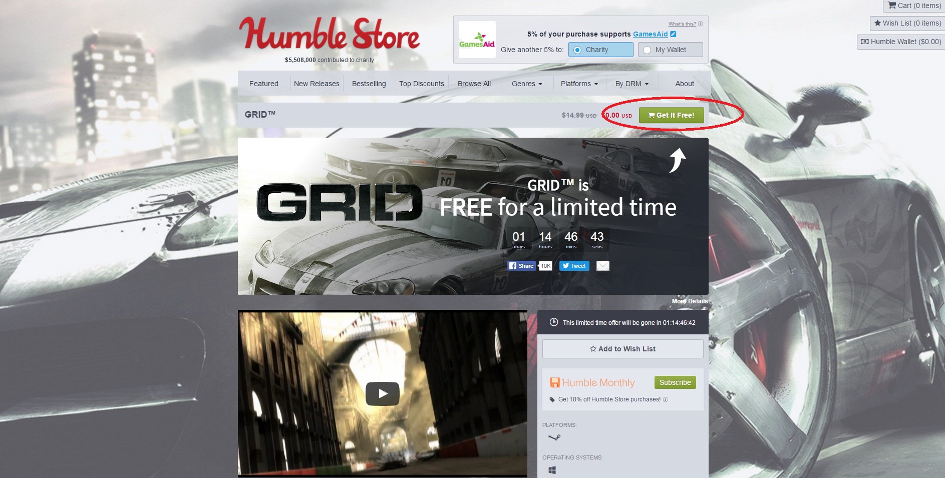 Hướng dẫn nhận miễn phí game đua xe Grid từ Codemasters