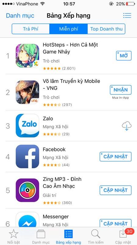 Hotsteps tặng Vipcode lên TOP ứng dụng miễn phí App Store
