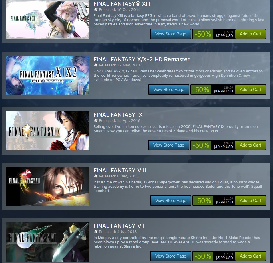 Kỉ niệm tròn 30 tuổi, game Final Fantasy giảm giá mạnh trên Steam và PS Store