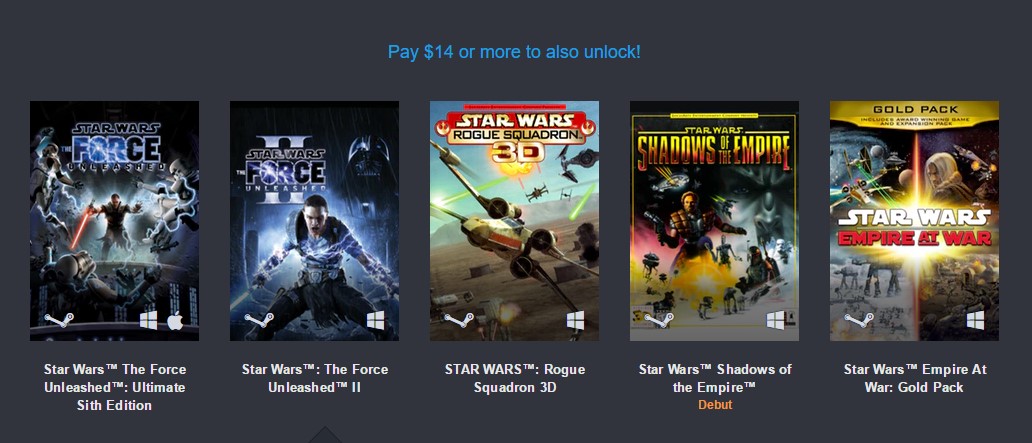 Sở hữu sức mạnh thần lực với gói game Star Wars chỉ... 1 USD