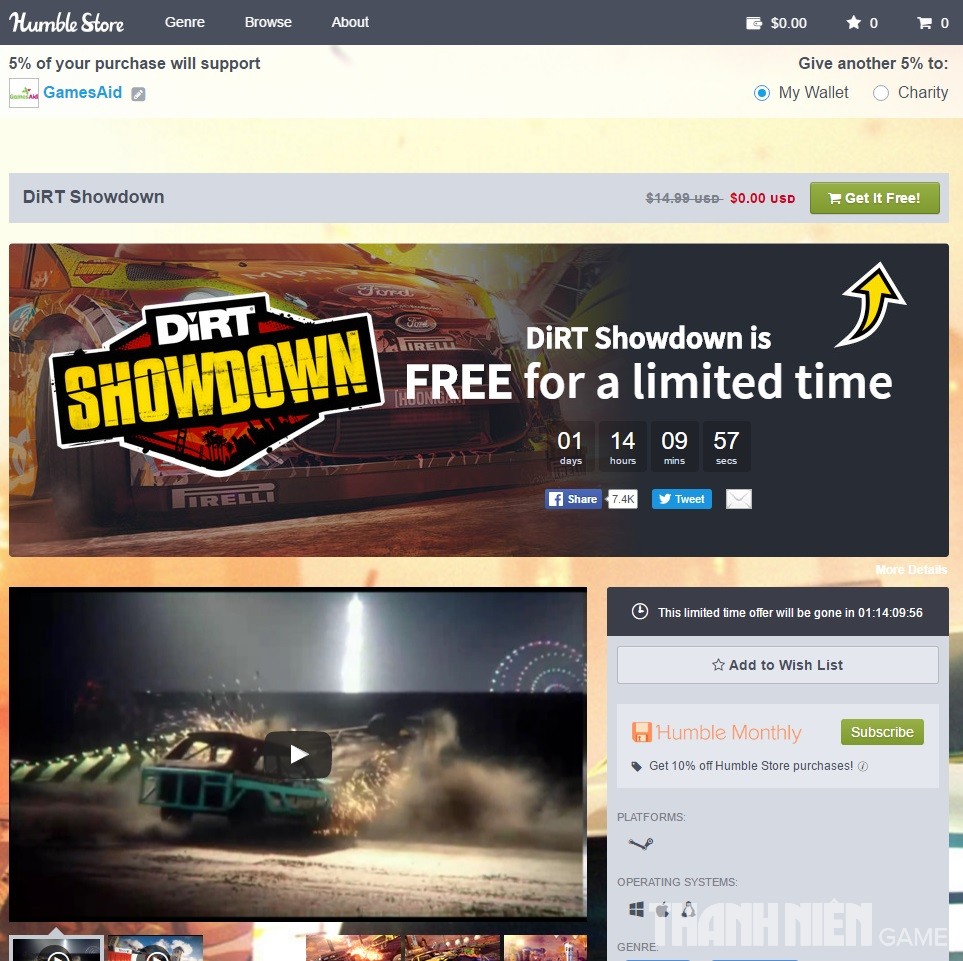 Hướng dẫn nhận miễn phí game đua xe Dirt: Showdown