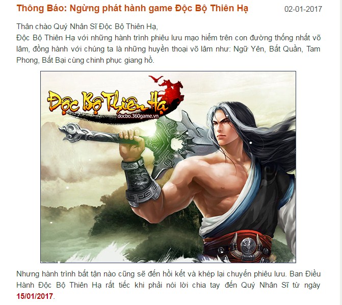 Hàng loạt game online đóng cửa đầu năm 2017