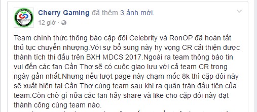 MDCS Mùa Xuân 2017: Celeb và RonOP gia nhập Cantho Cherry