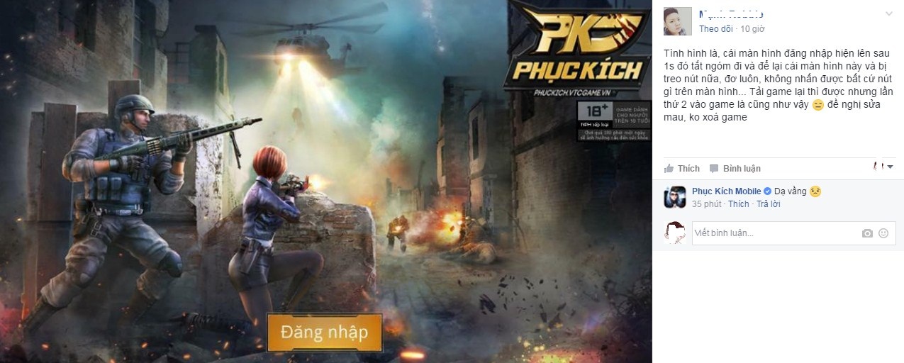 Phục Kích Mobile gặp nhiều lỗi