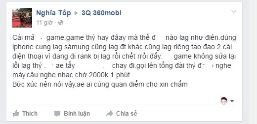 Cộng đồng game thủ bức xúc vì 3Q 360Mobi quá lag