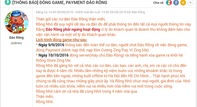 Đảo Rồng đóng cửa khiến game thủ tiếc nuối