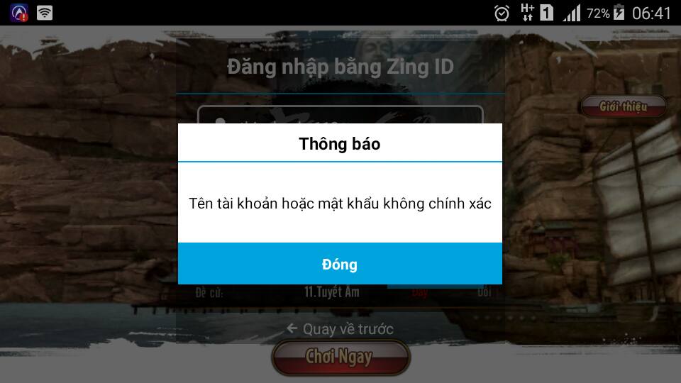 Phong Vân 3D Mobile bất ngờ gặp lỗi với Zing ID