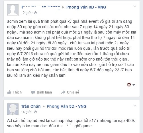 Người chơi Phong Vân 3D tiếp tục phẫn nộ vì 'quà đăng nhập'