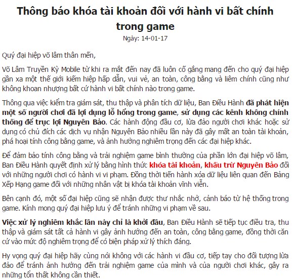 Nhà phát hành VNG :'Chúng tôi không thể cung cấp chứng cứ vụ khóa tài khoản VLTK Mobile'