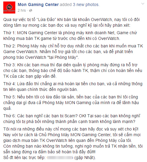 Overwatch: Chủ phòng máy Mon Gaming lên tiếng về vụ bán tài khoản Battle.net