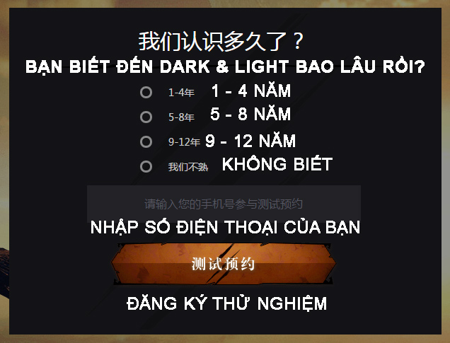 Dark & Light ra mắt trailer mới, mở đăng kí tham gia thử nghiệm