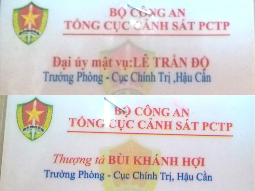 2 tấm danh thiếp Lê Trần Độ sử dụng để lừa đảo 