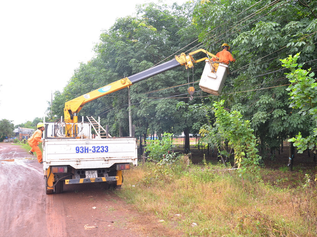 Kéo điện về nông thôn ở Bình Phước - Ảnh: Đình Hoàng