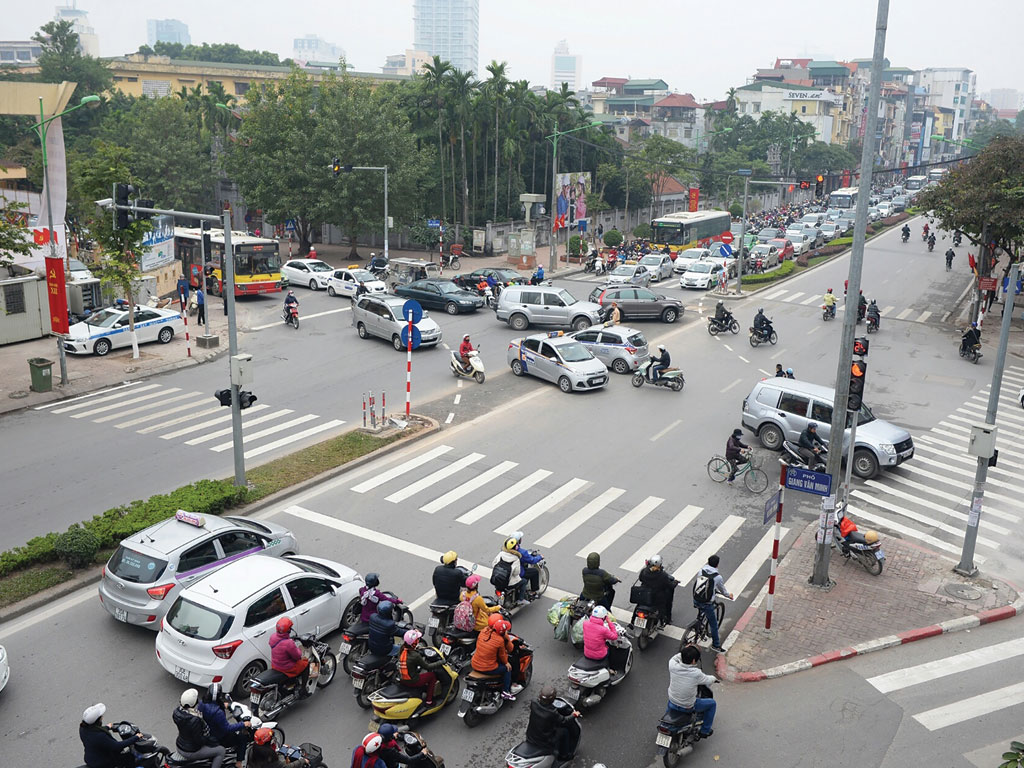 Ngã tư Giang Văn Minh - Kim Mã đã được mở rào chắn - Ảnh:Ngọc Thắng