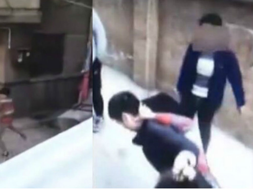 Cảnh thầy giáo bị đánh - Ảnh chụp màn hình Shanghaiist