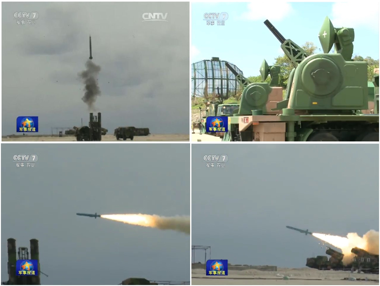 Tên lửa HQ-9 (ảnh 1), hệ thống LD-2.000 (ảnh 2) và tên lửa YJ-62 (ảnh 3 và 4) hiện diện phi pháp tại Phú Lâm - Ảnh: Chụp từ clip