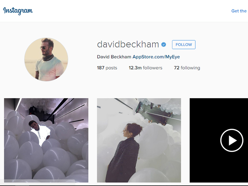 Trang Instagram của David Beckham - Ảnh chụp màn hình web Instagram