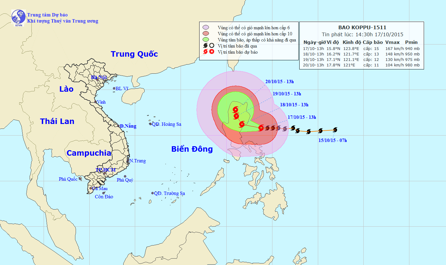 Siêu bão 'Miệng núi lửa' vẫn đang ở vùng biển Philippines - Ảnh: Trung tâm Dự báo khí tượng T.Ư
