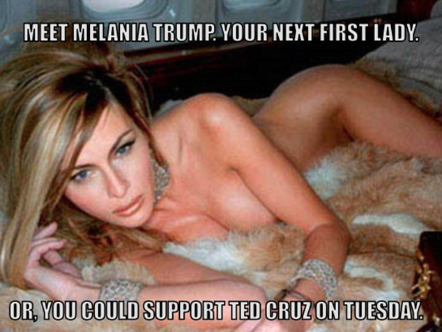 Tấm ảnh Melania Trump khỏa thân - ngòi nổ cho cuộc đấu bôi nhọ vợ nhau giữa 2 ứng viên Tổng thống Mỹ của đảng Cộng hòa - Ảnh: Chiến dịch Làm cho nước Mỹ đáng sợ