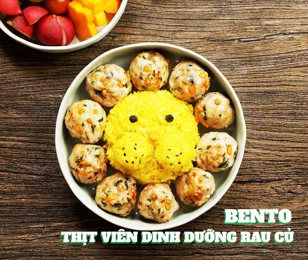 Bento thịt viên rau củ cho món cơm không còn nhàm chán