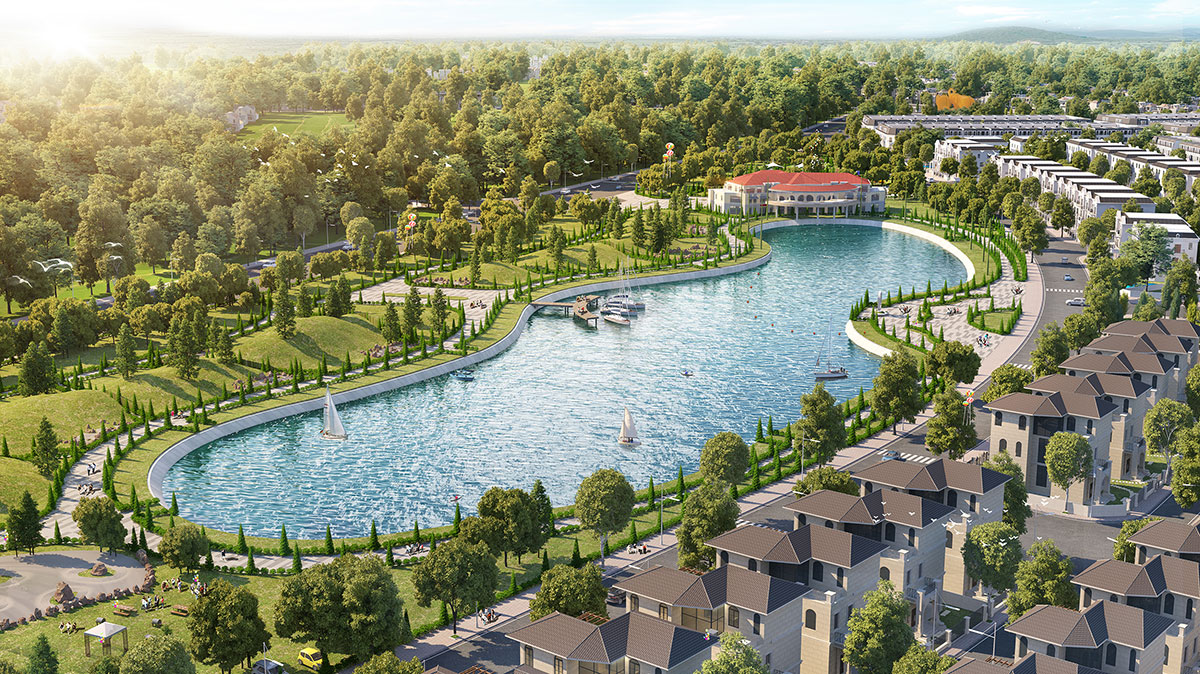 EcoCity Premia không chỉ xanh trong thiết kế mà còn xanh cảnh quan với công viên hồ điều hòa rộng 9ha