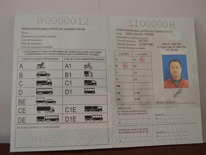 Mẫu giấy phép lái xe quốc tế - Ảnh minh họa: T.N