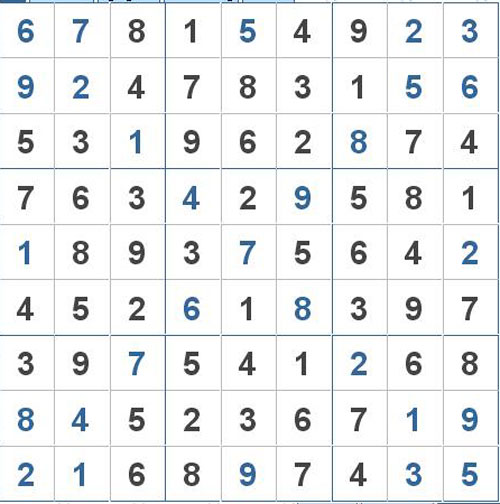 Mời các bạn thử sức với ô số Sudoku 2906 mức độ Khó 2