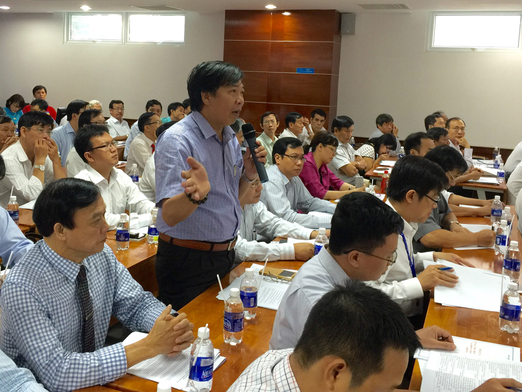 PGS-TS Nguyễn Kim Hồng, Hiệu trưởng Trường ĐH Sư phạm TP.HCM phát biểu tại hội nghị