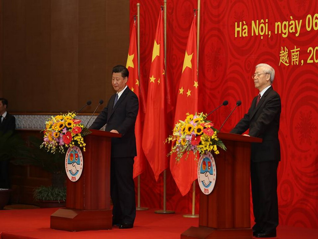 Tổng bí thư Nguyễn Phú Trọng và Tổng bí thư, Chủ tịch Trung Quốc Tập Cận Bình tại sự kiện Giao lưu hữu nghị thanh niên Việt -Trung lần thứ 16 - Ảnh: Độc Lập