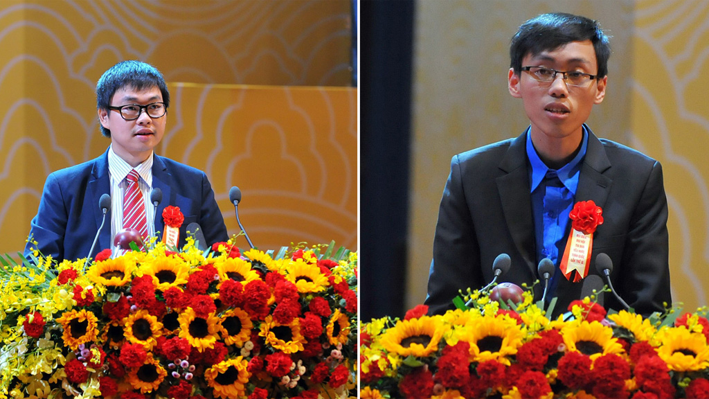 Tiến sĩ Nguyễn Bá Hải (trái) và sinh viên Nguyễn Thế Hoàn - Ảnh: Ngọc Thắng