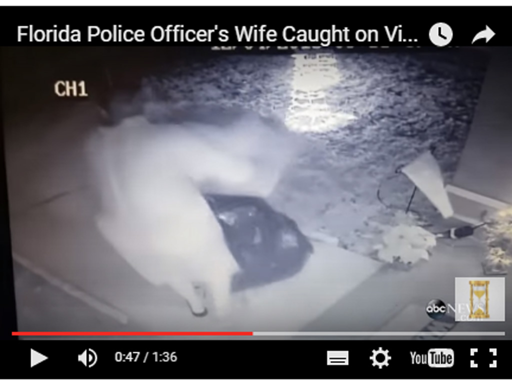 Hành động “nhám nhúa” của bà vợ cảnh sát - Ảnh chụp từ clip trên trang tin Emirates 247