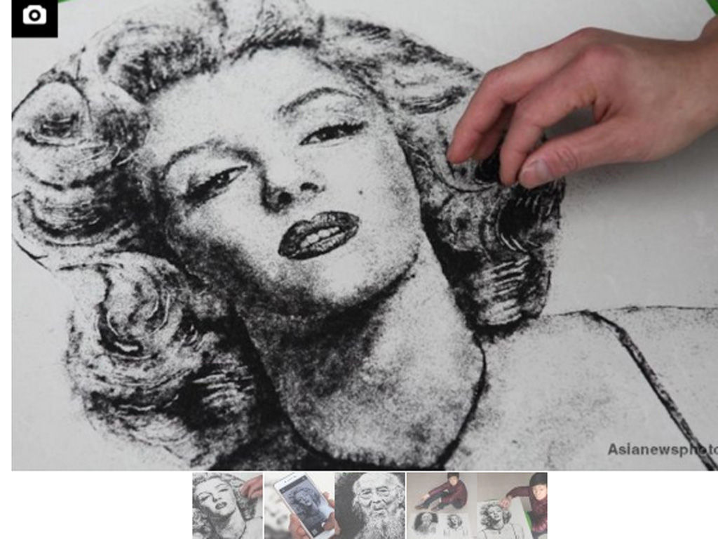Bức chân dung Marilyn Monroe của Li Hailiang - Ảnh chụp màn hình tờ Global Times