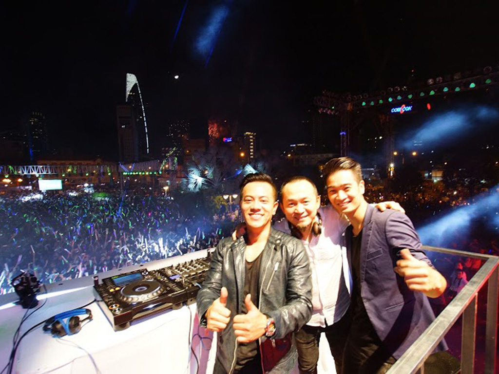 Nhạc sĩ Quốc Trung, DJ Hoàng Anh và Slim V trước hàng ngàn khán giả