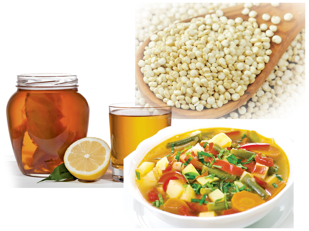 Hạt quinoa, trà kombucha, súp rau củ quả - Ảnh: Shutterstock