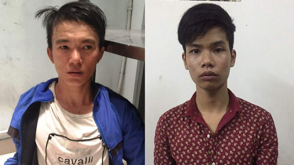 Phú và Đăng, hai nghi phạm cướp giật bị công an bắt giữ - Ảnh: Mã Phong