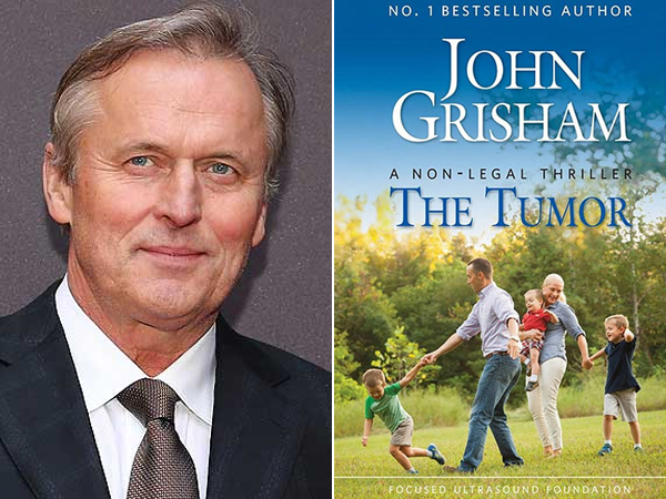 John Grisham và bìa sách 'The Tumor' - Ảnh: AFP