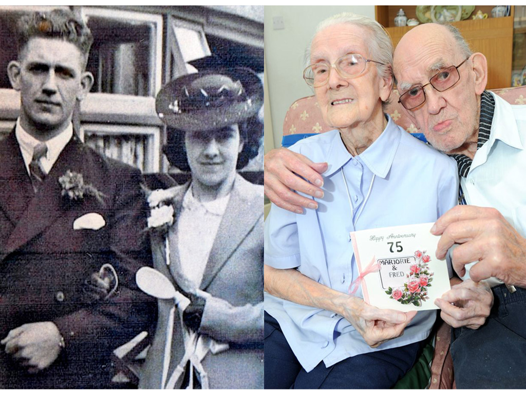 Hai ông bà Fred và Marjorie Mawaby tổ chức kỷ niệm 75 năm ngày cưới - Ảnh Mirror