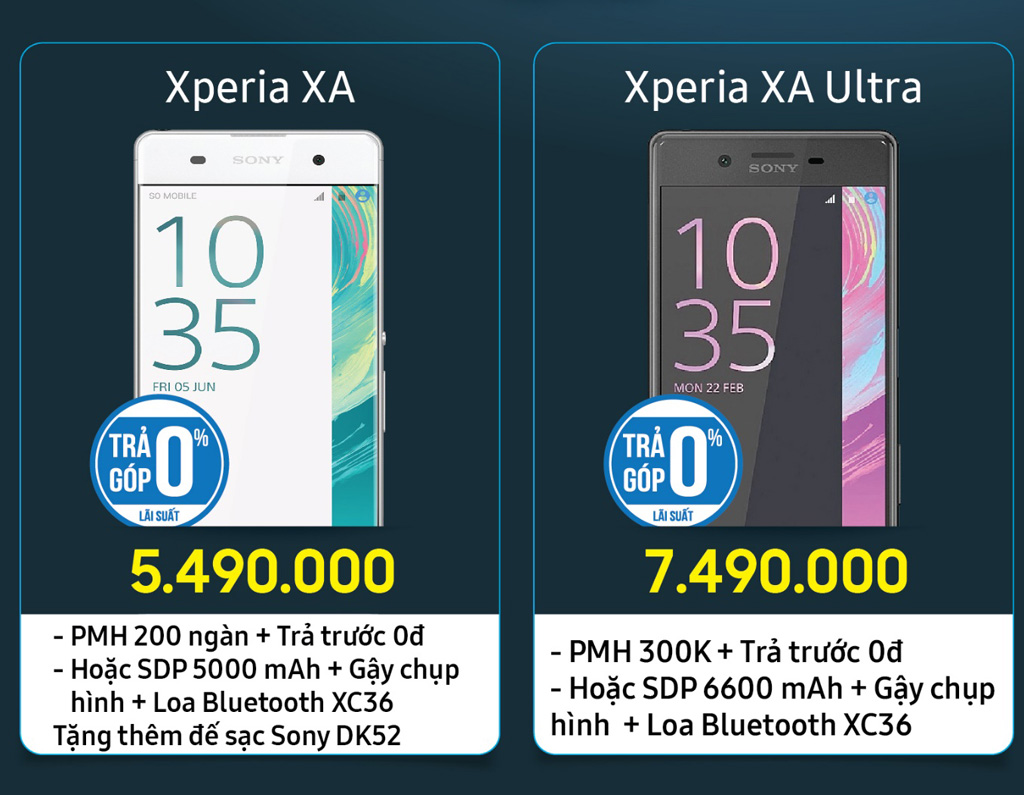 Bộ đôi Sony Xperia XA và XA Ultra với nhiều ưu đãi đi kèm tại Viễn Thông A